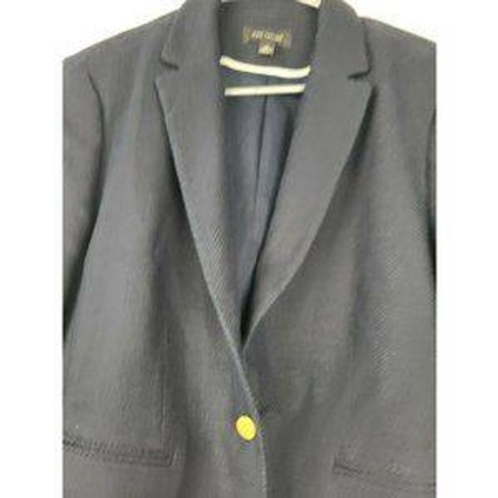 Ann Taylor Blazer Jacket Womens 14 Navy Blue Gold Button Professional Career - Picture 4 of 9